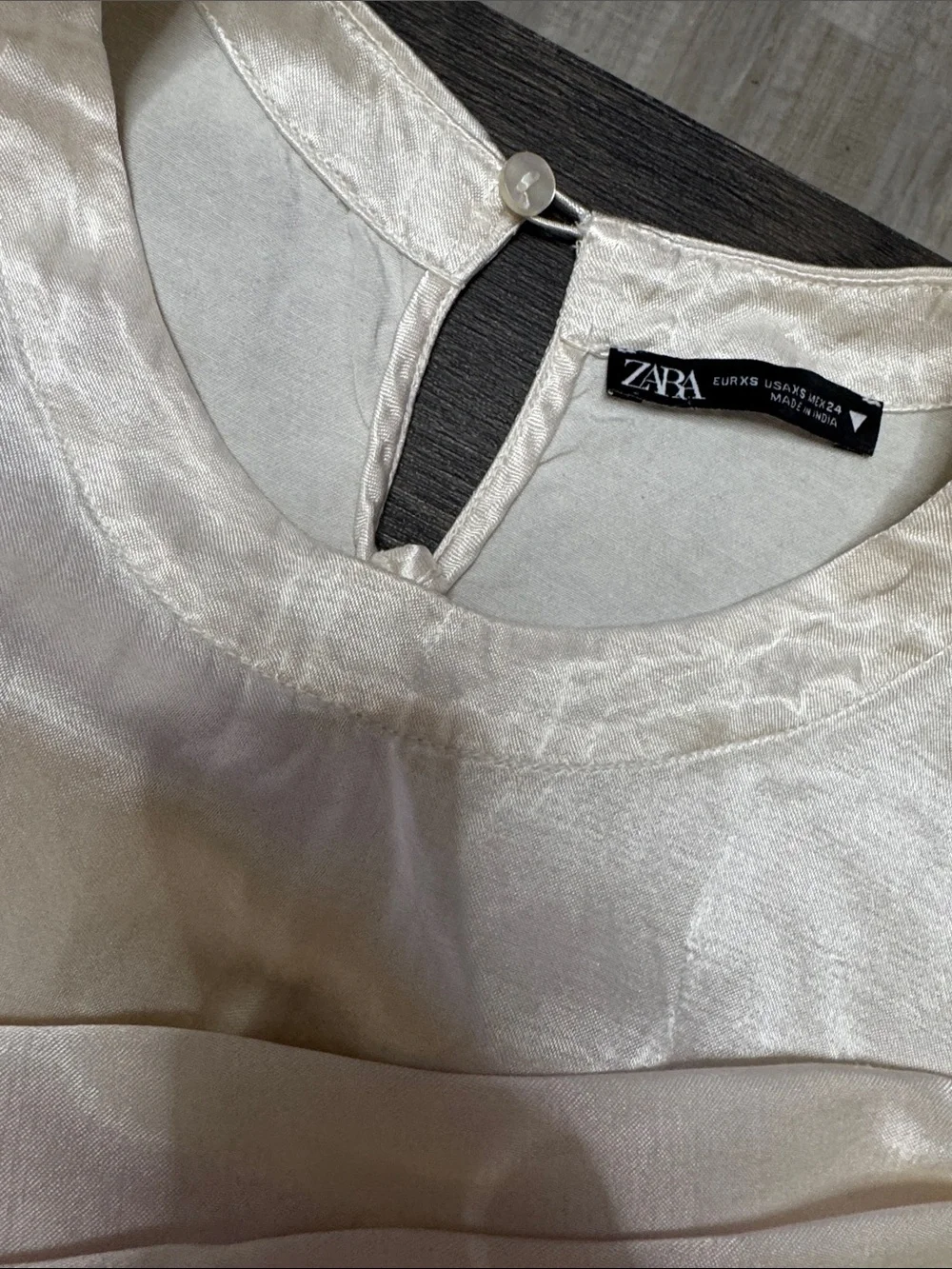 Zara Cream Satin Puff-Sleeve Lounge Top